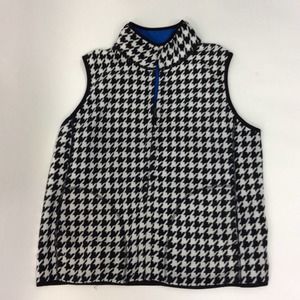 Kim Rogers Reversible Vest Large Houndstooth Blue